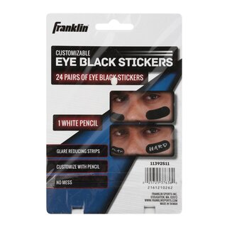 Franklin Eye Black Sticker, 24 Paar matt schwarz mit weißem Stift