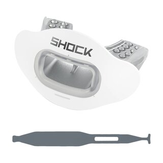 Shock Doctor Interchange Lip Guard, Mundstück + Strap - weiß matt