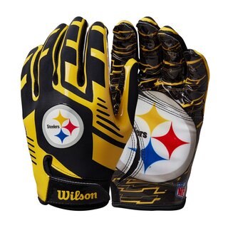 Wilson NFL Stretch Fit Youth Receiver Handschuhe Team Pittsburgh Steelers